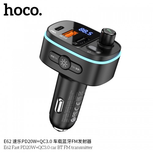 E62 Fast PD20W+QC3.0 car BT FM transmitter